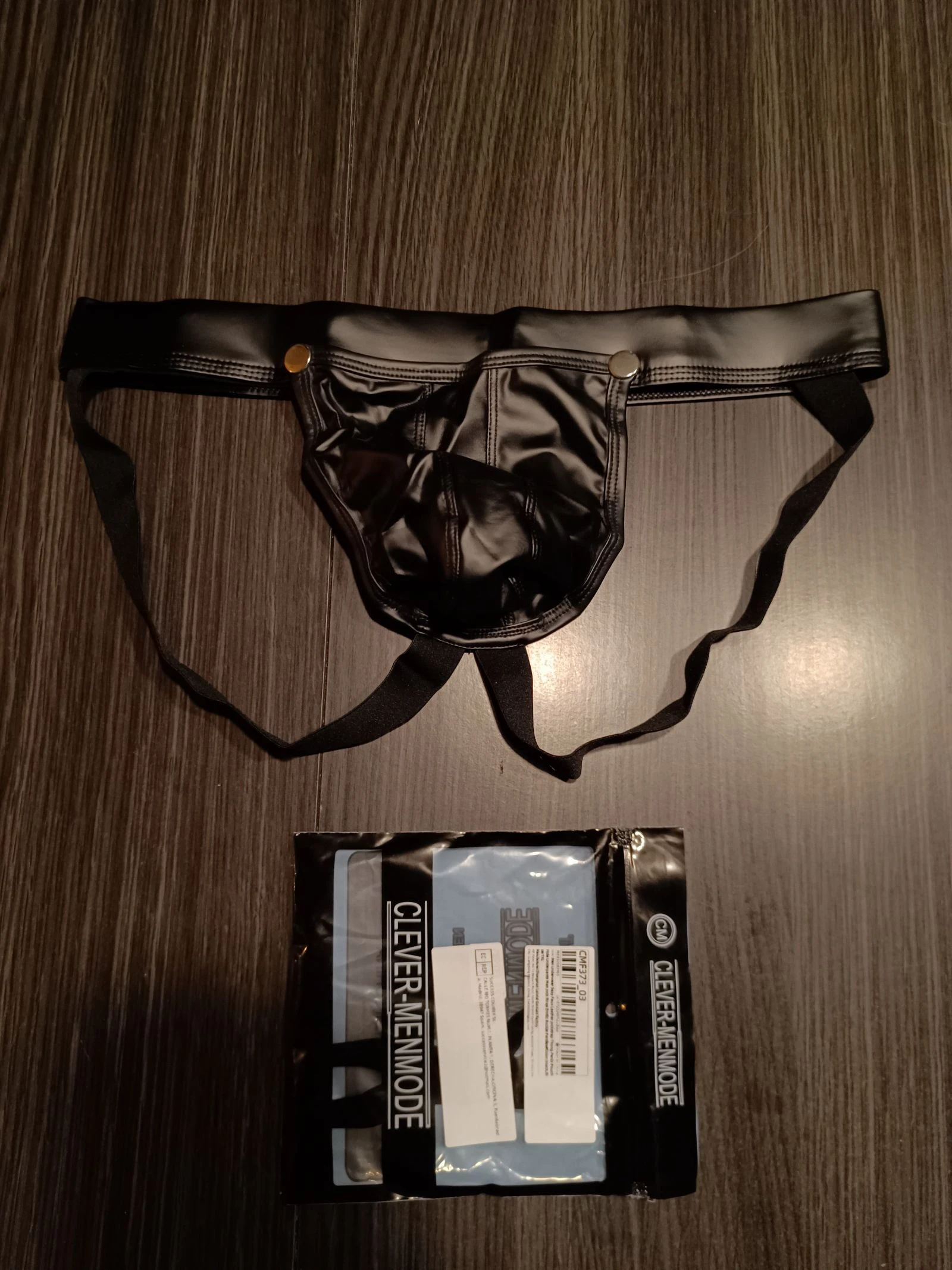 Jockstrap noir aspect similicuir homme
